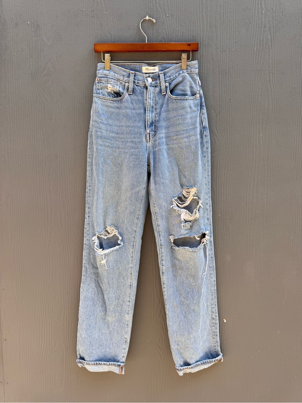 Baggy Straight Jeans by Madewell Distressed Size 24